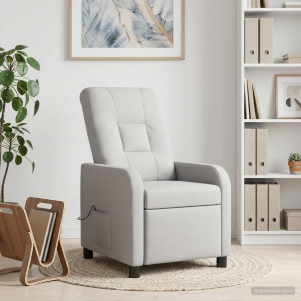 vidaXL Masážne relaxačné kreslo Oblá šedá Látka – Obrázok 11