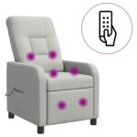 vidaXL Masážne relaxačné kreslo Oblá šedá Látka – Obrázok 2