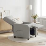 vidaXL Masážne relaxačné kreslo Oblá šedá Látka – Obrázok 12