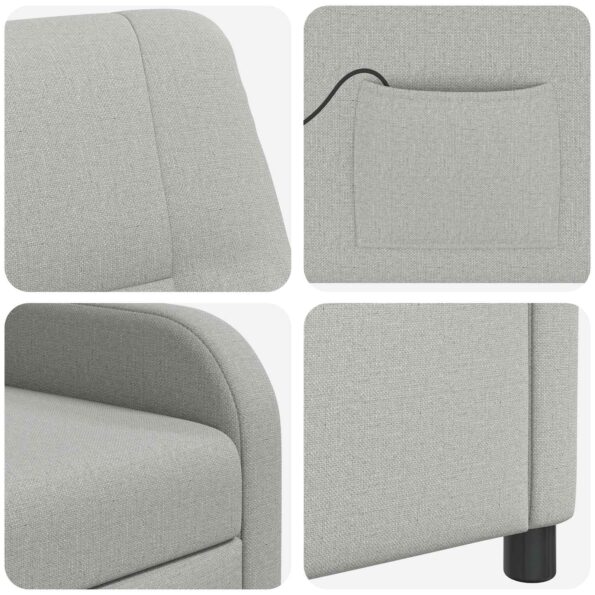 vidaXL Masážne relaxačné kreslo Oblá šedá Látka – Obrázok 6