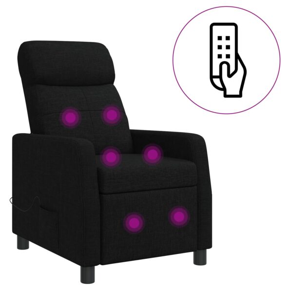 vidaXL Masážne relaxačné kreslo Čierna Látka – Obrázok 2