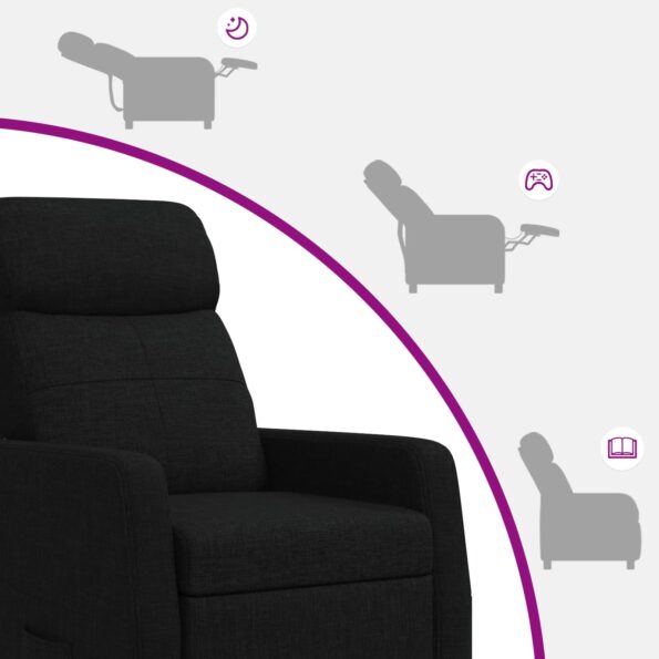 vidaXL Masážne relaxačné kreslo Čierna Látka – Obrázok 8