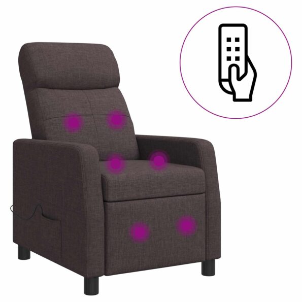 vidaXL Masážne relaxačné kreslo Tmavohnedá Látka – Obrázok 2