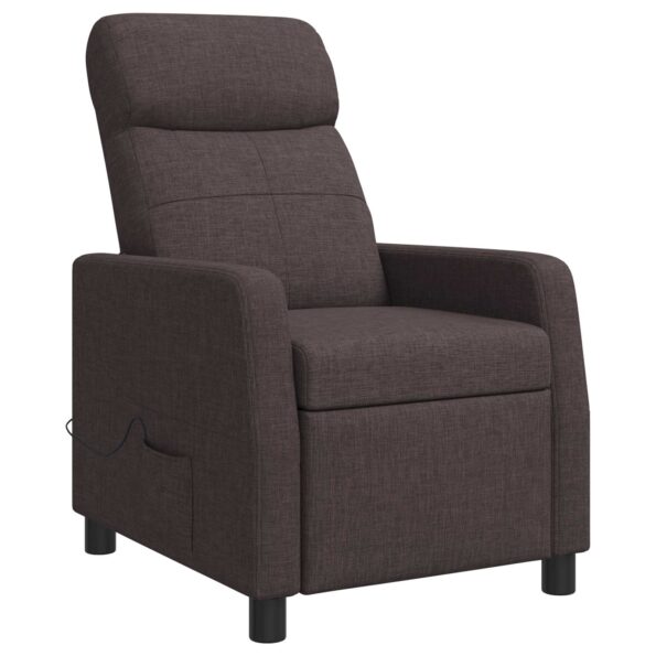 vidaXL Masážne relaxačné kreslo Tmavohnedá Látka – Obrázok 3