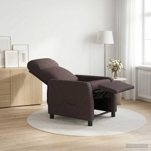 vidaXL Masážne relaxačné kreslo Tmavohnedá Látka – Obrázok 12