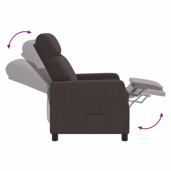 vidaXL Masážne relaxačné kreslo Tmavohnedá Látka – Obrázok 7
