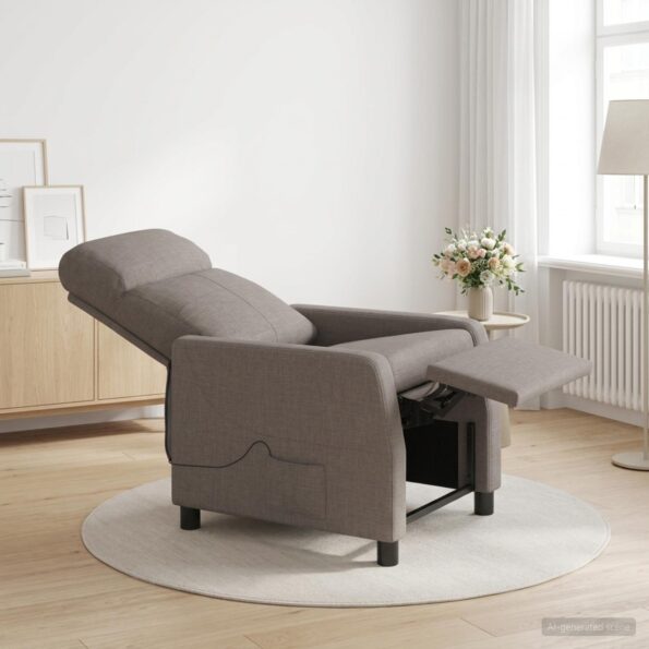 vidaXL Masážne relaxačné kreslo Sivohnedá Látka – Obrázok 11