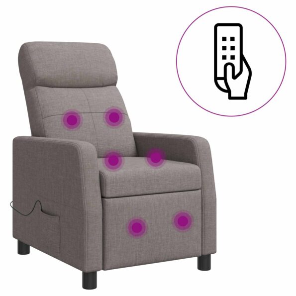 vidaXL Masážne relaxačné kreslo Sivohnedá Látka – Obrázok 2