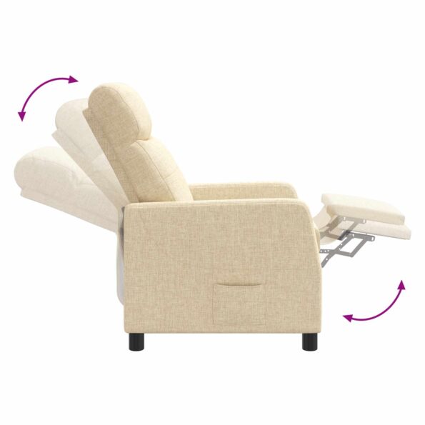 vidaXL Masážne relaxačné kreslo Krémová Látka – Obrázok 7