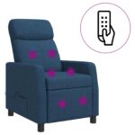 vidaXL Masážne relaxačné kreslo Modrá Látka – Obrázok 2
