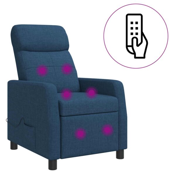 vidaXL Masážne relaxačné kreslo Modrá Látka – Obrázok 2