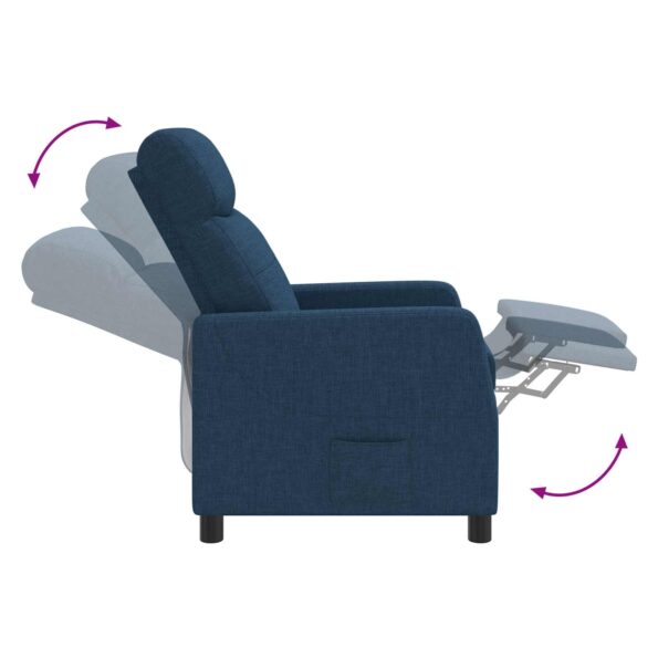 vidaXL Masážne relaxačné kreslo Modrá Látka – Obrázok 7