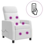 vidaXL Masážne relaxačné kreslo Biela Látka – Obrázok 2