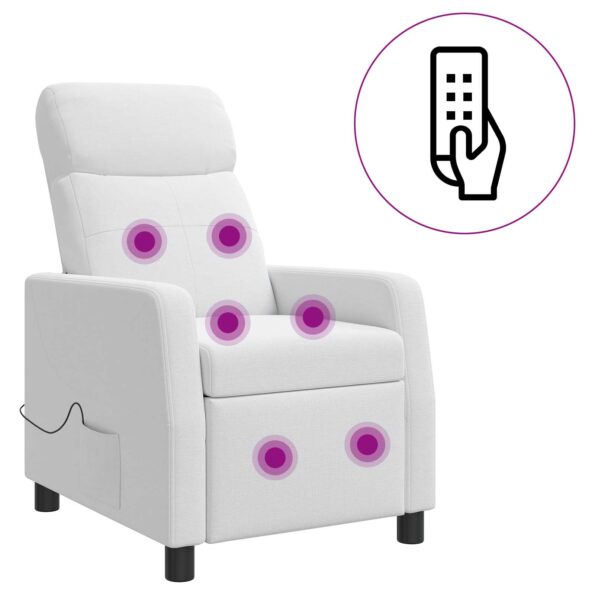 vidaXL Masážne relaxačné kreslo Biela Látka – Obrázok 2