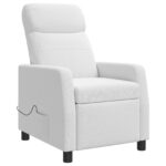 vidaXL Masážne relaxačné kreslo Biela Látka – Obrázok 3