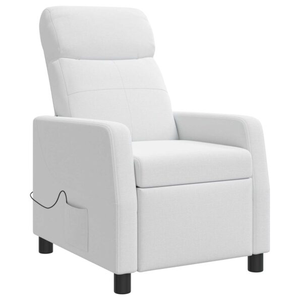 vidaXL Masážne relaxačné kreslo Biela Látka – Obrázok 3