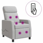 vidaXL Masážne relaxačné kreslo Oblá šedá Látka – Obrázok 2