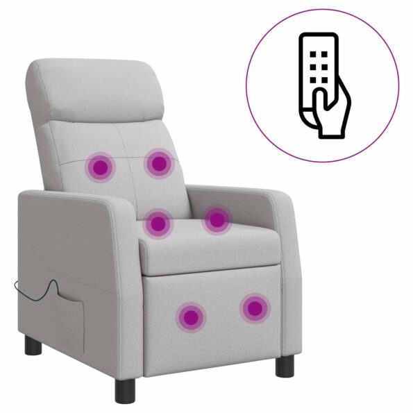 vidaXL Masážne relaxačné kreslo Oblá šedá Látka – Obrázok 2