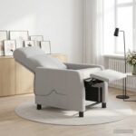 vidaXL Masážne relaxačné kreslo Oblá šedá Látka – Obrázok 12