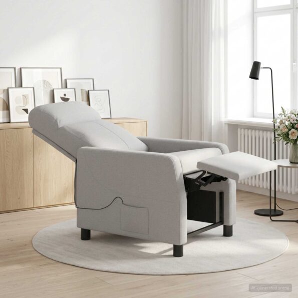 vidaXL Masážne relaxačné kreslo Oblá šedá Látka – Obrázok 12