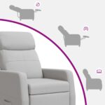 vidaXL Masážne relaxačné kreslo Oblá šedá Látka – Obrázok 8
