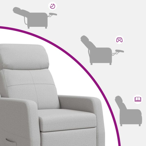 vidaXL Masážne relaxačné kreslo Oblá šedá Látka – Obrázok 8