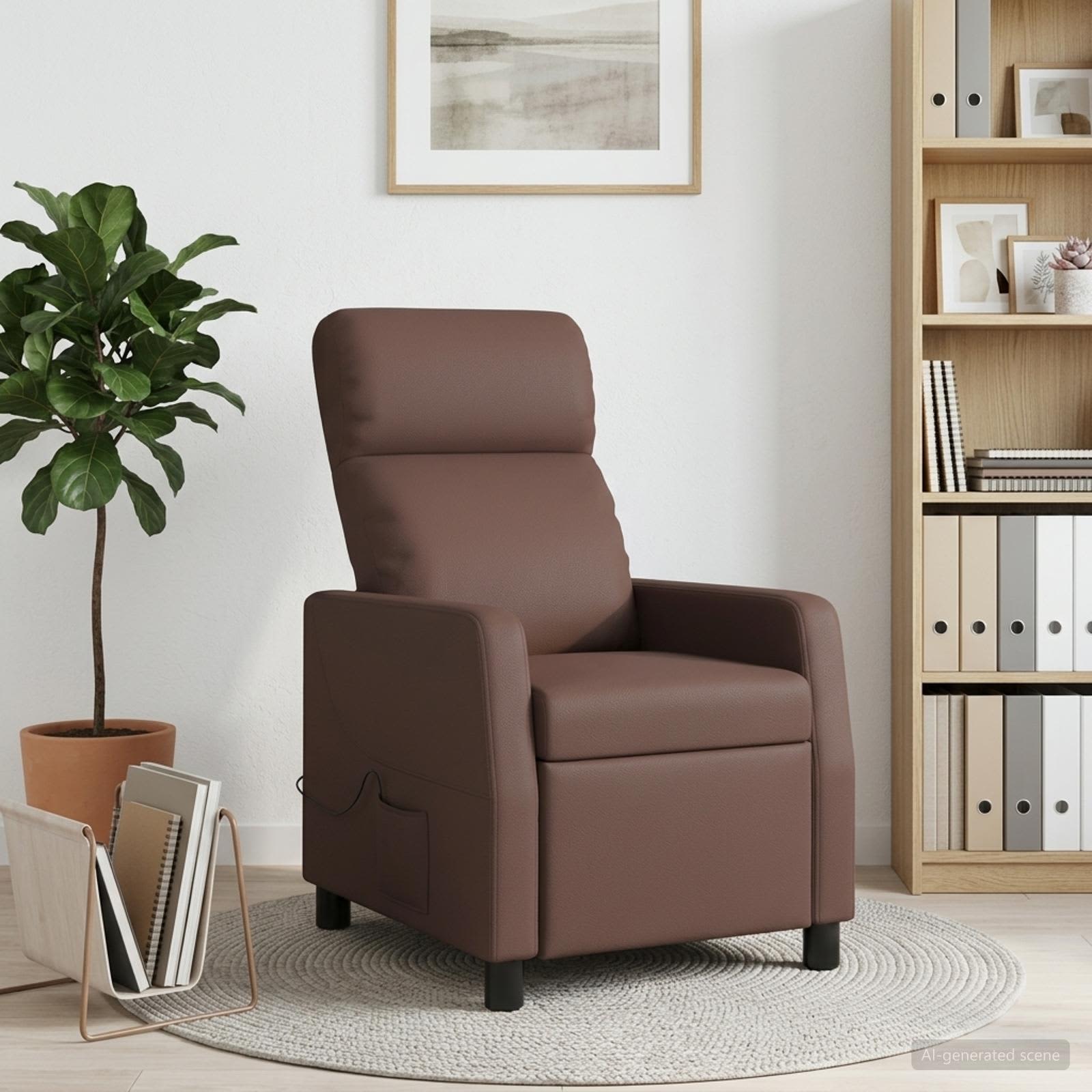 42035091_1.jpg vidaXL Masážne relaxačné kreslo Hnedá Umelá koža – Obrázok 1