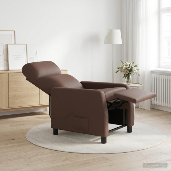 vidaXL Masážne relaxačné kreslo Hnedá Umelá koža – Obrázok 12
