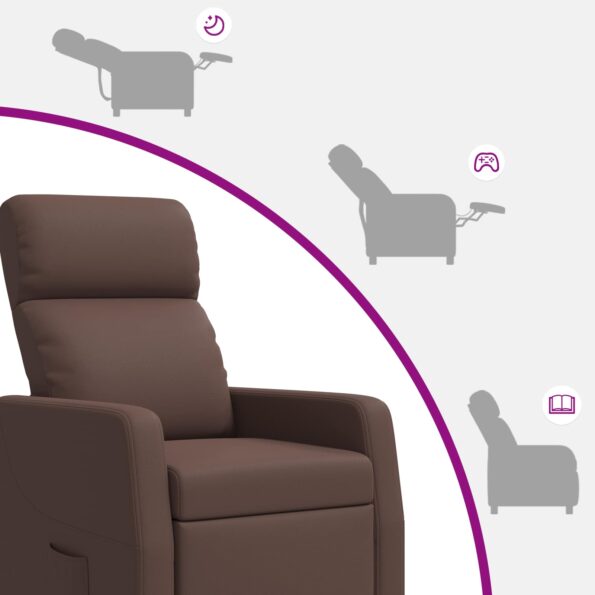 vidaXL Masážne relaxačné kreslo Hnedá Umelá koža – Obrázok 8