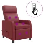 vidaXL Masážne relaxačné kreslo Víno červené Umelá koža – Obrázok 2