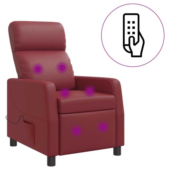 vidaXL Masážne relaxačné kreslo Víno červené Umelá koža – Obrázok 2