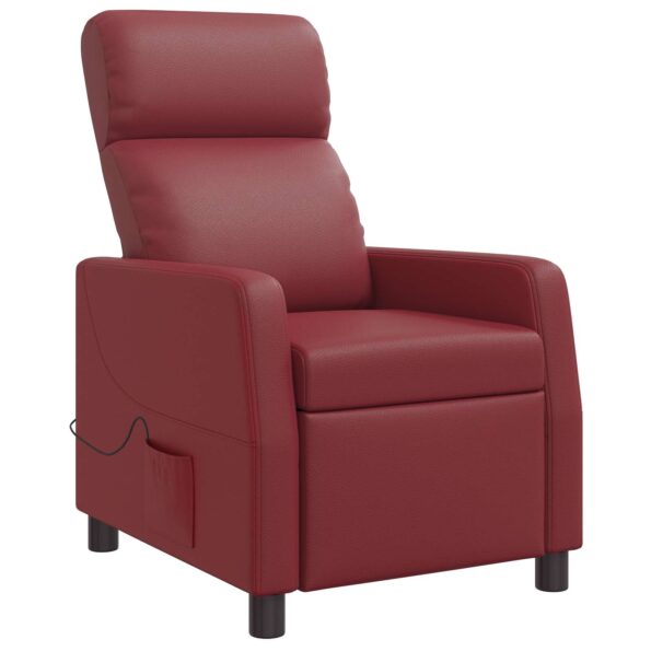 vidaXL Masážne relaxačné kreslo Víno červené Umelá koža – Obrázok 3