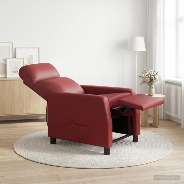 vidaXL Masážne relaxačné kreslo Víno červené Umelá koža – Obrázok 4