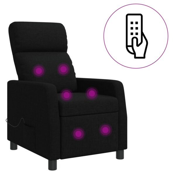 vidaXL Masážne relaxačné kreslo Čierna Látka – Obrázok 2