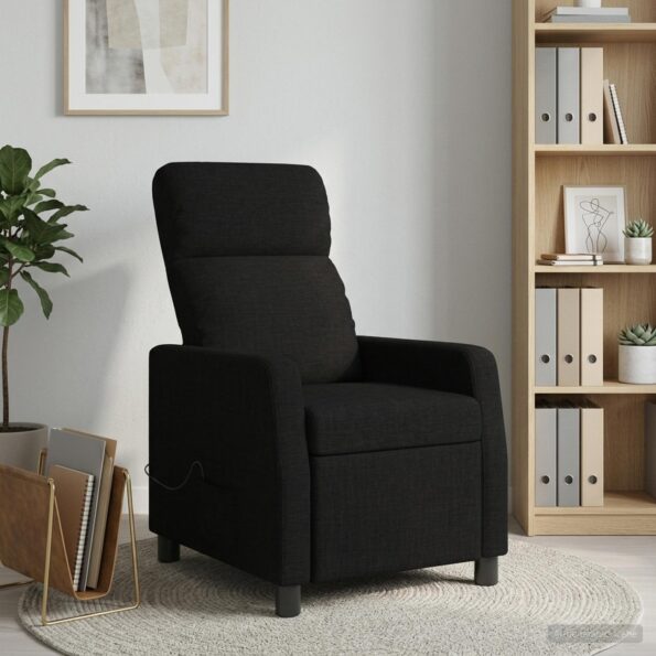 vidaXL Masážne relaxačné kreslo Čierna Látka – Obrázok 12