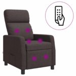 vidaXL Masážne relaxačné kreslo Tmavohnedá Látka – Obrázok 2