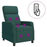 vidaXL Masážne relaxačné kreslo Tmavozelená Látka – Obrázok 2