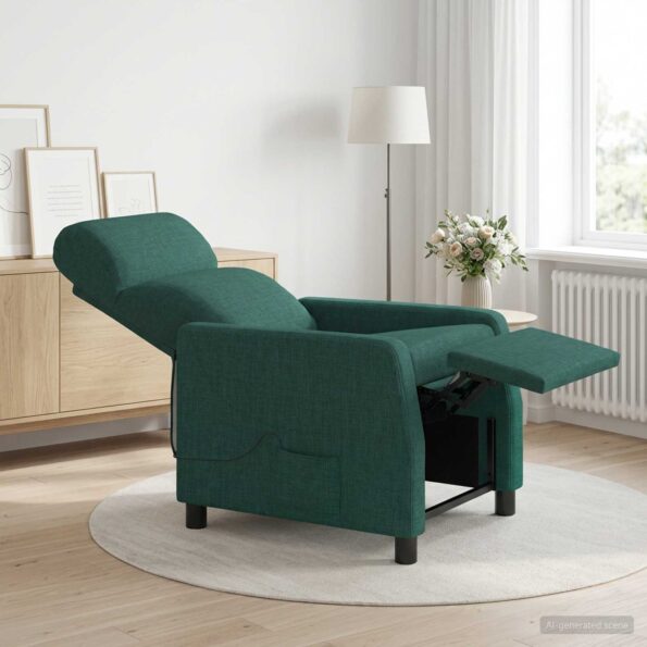 vidaXL Masážne relaxačné kreslo Tmavozelená Látka – Obrázok 12