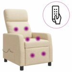vidaXL Masážne relaxačné kreslo Krémová Látka – Obrázok 2