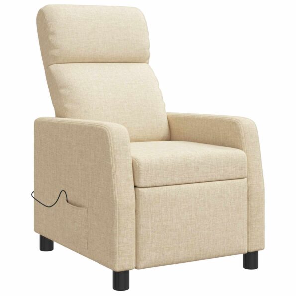 vidaXL Masážne relaxačné kreslo Krémová Látka – Obrázok 3