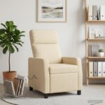 vidaXL Masážne relaxačné kreslo Krémová Látka – Obrázok 4