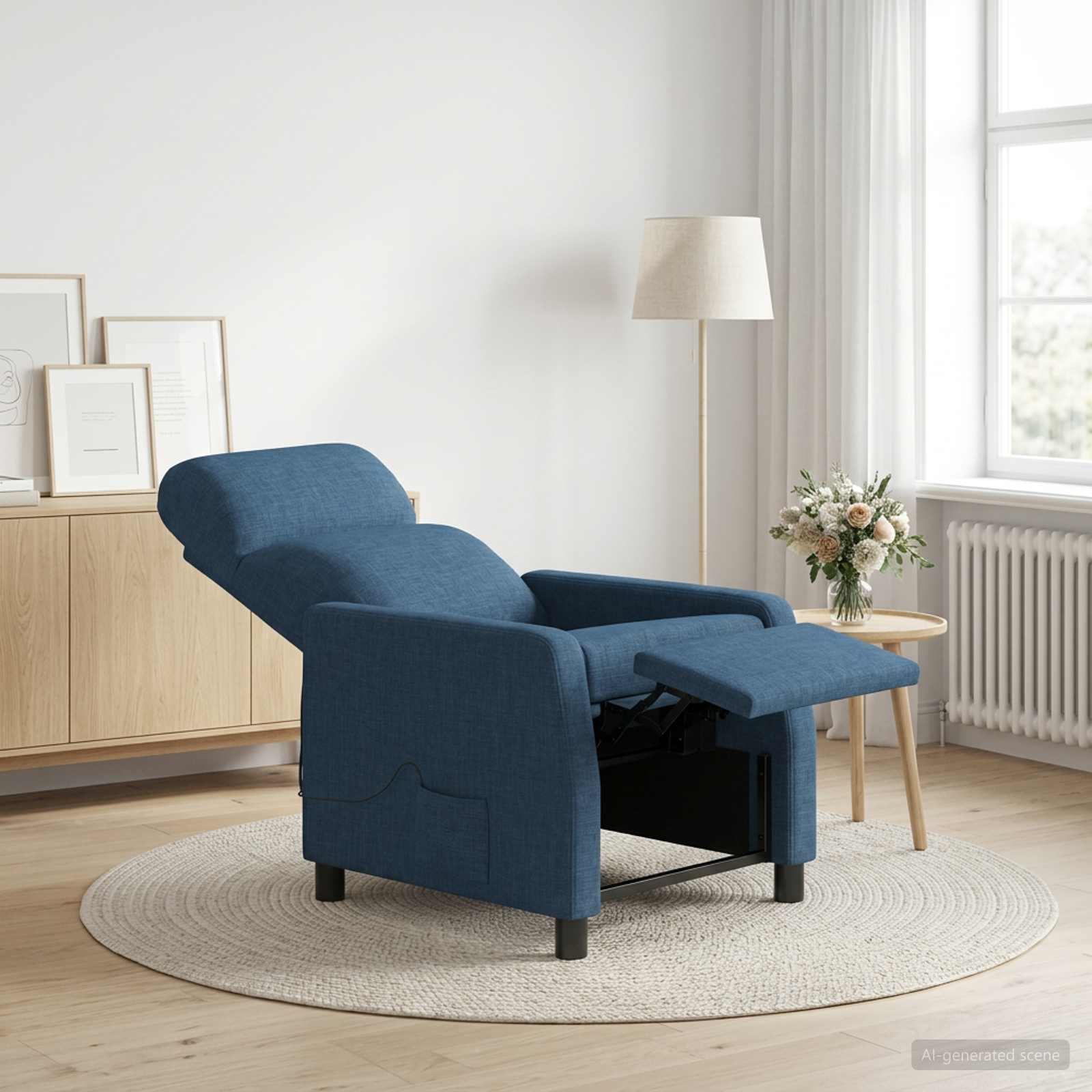 42035105_1.jpg vidaXL Masážne relaxačné kreslo Modrá Látka – Obrázok 1