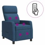 vidaXL Masážne relaxačné kreslo Modrá Látka – Obrázok 2