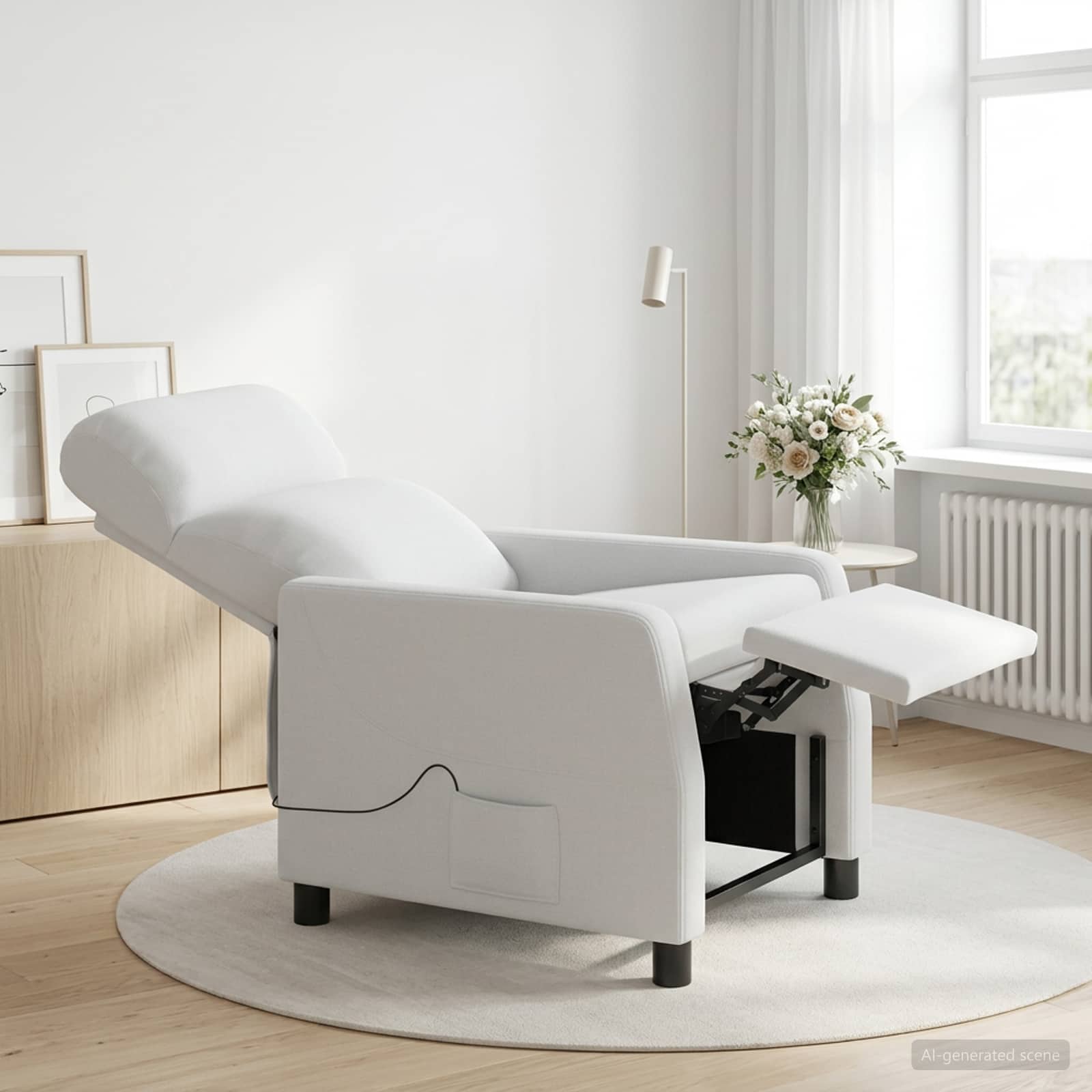 42035106_1.jpg vidaXL Masážne relaxačné kreslo Biela Látka – Obrázok 1