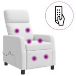 vidaXL Masážne relaxačné kreslo Biela Látka – Obrázok 2