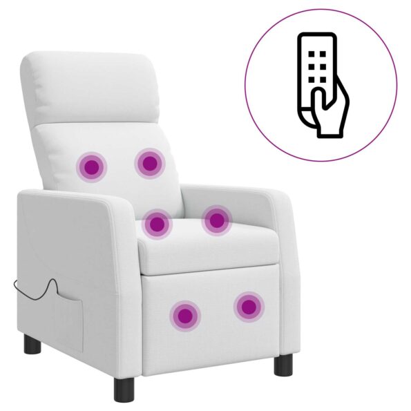 vidaXL Masážne relaxačné kreslo Biela Látka – Obrázok 2
