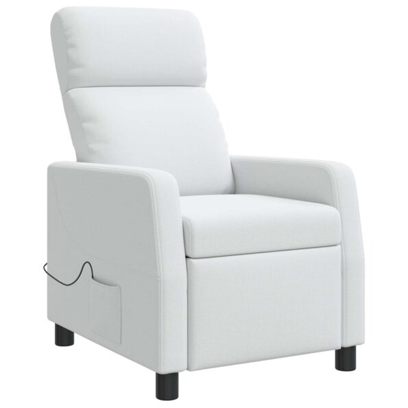 vidaXL Masážne relaxačné kreslo Biela Látka – Obrázok 3