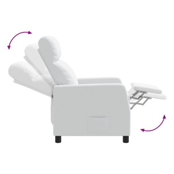 vidaXL Masážne relaxačné kreslo Biela Látka – Obrázok 7