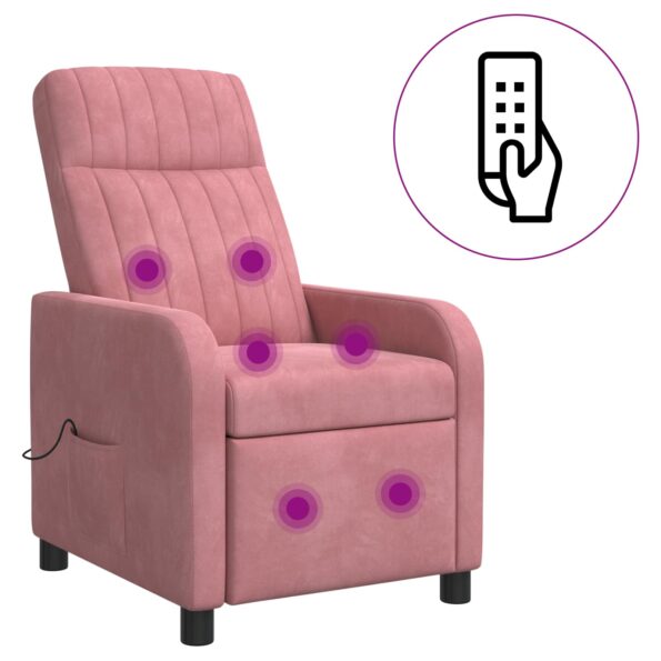 vidaXL Masážne relaxačné kreslo Ružová Zamat – Obrázok 2