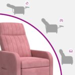 vidaXL Masážne relaxačné kreslo Ružová Zamat – Obrázok 8